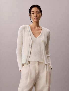 Cotton Rib Cardigan and Tank Set