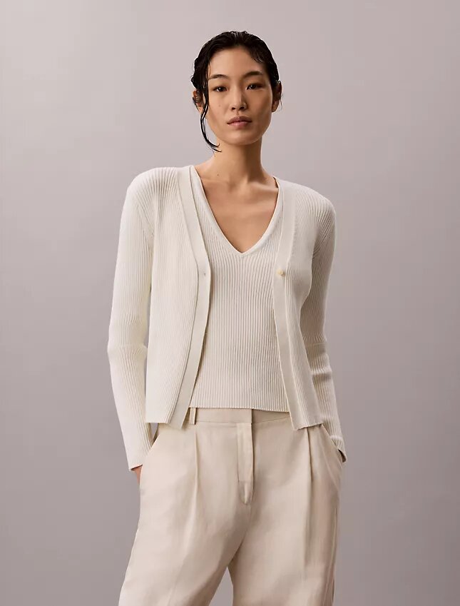Cotton Rib Cardigan and Tank Set Cotton Rib Cardigan and Tank Set