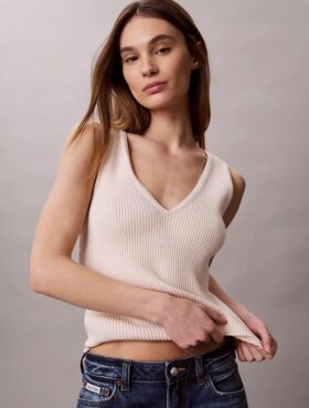 Cotton Rib Cardigan and Tank Set