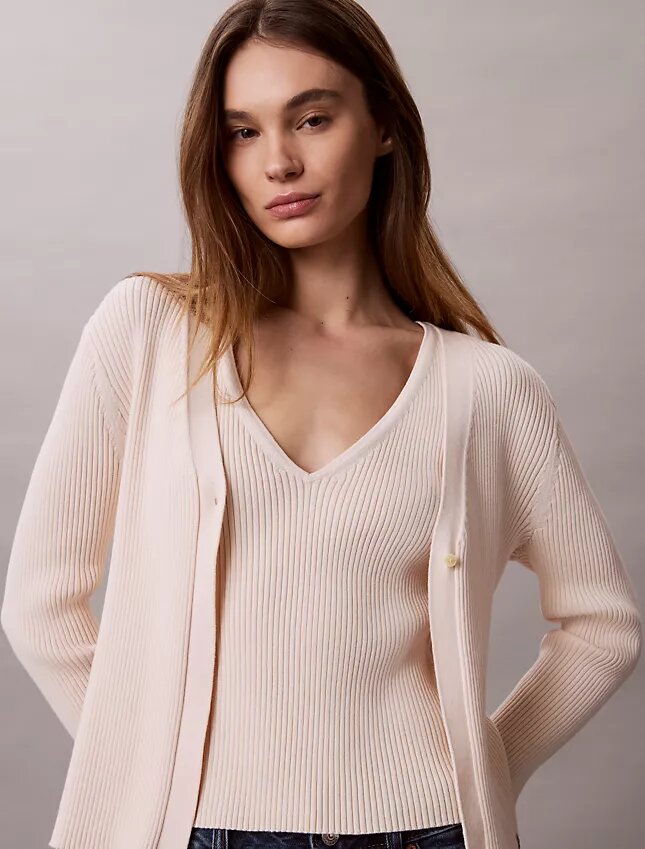 Cotton Rib Cardigan and Tank Set Cotton Rib Cardigan and Tank Set