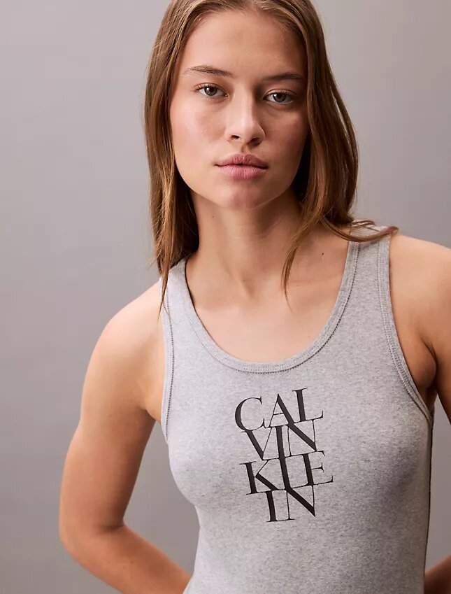 Cotton Rib Logo Graphic Mini Tank Dress Cotton Rib Logo Graphic Mini Tank Dress