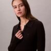 Cotton Rib V-Neck Polo Mini Dress