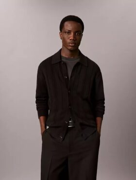 Cotton Stitch Button-Front Sweater