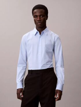 Cotton Stretch Gingham Slim Button-Down Shirt