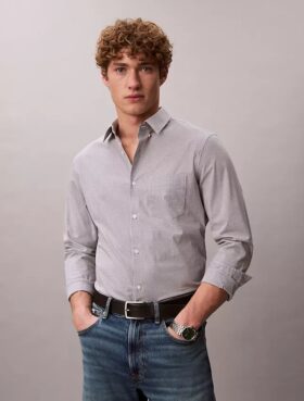 Cotton Stretch Gingham Slim Button-Down Shirt