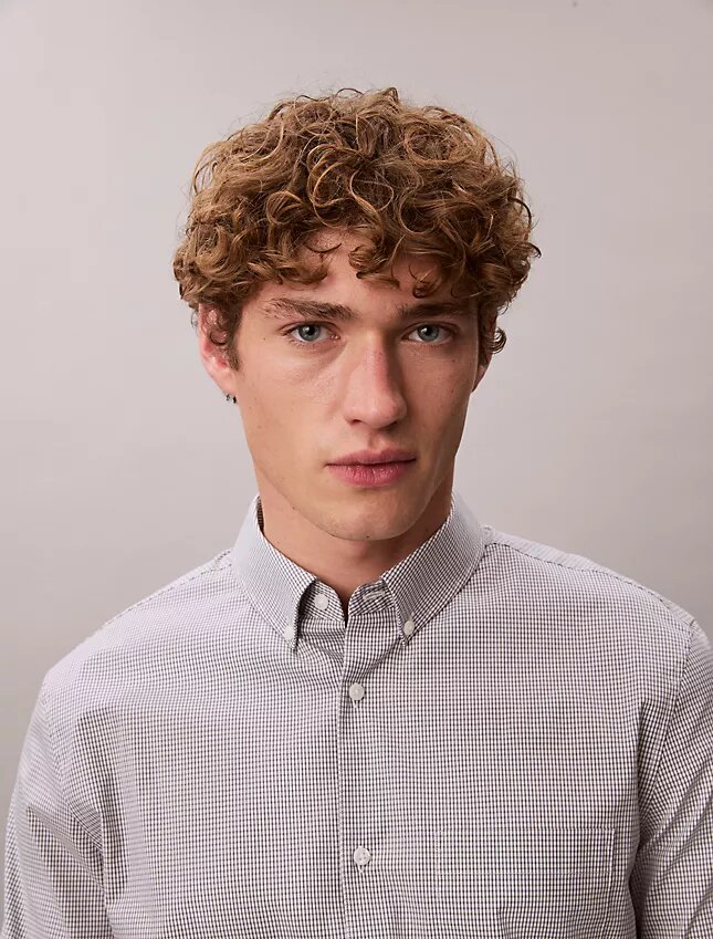 Cotton Stretch Gingham Slim Button-Down Shirt Cotton Stretch Gingham Slim Button-Down Shirt