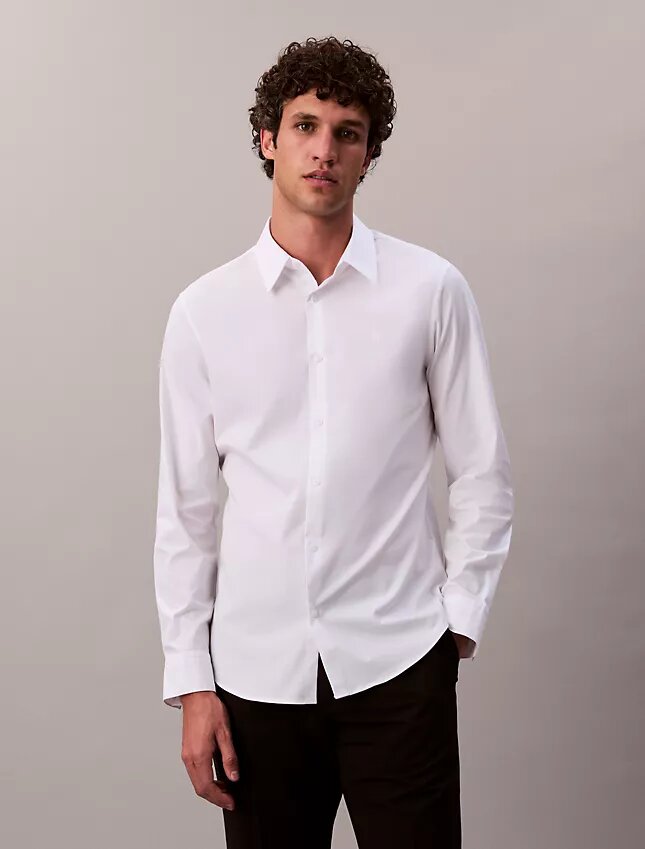 Cotton Stretch Poplin Slim Button-Down Shirt Cotton Stretch Poplin Slim Button-Down Shirt