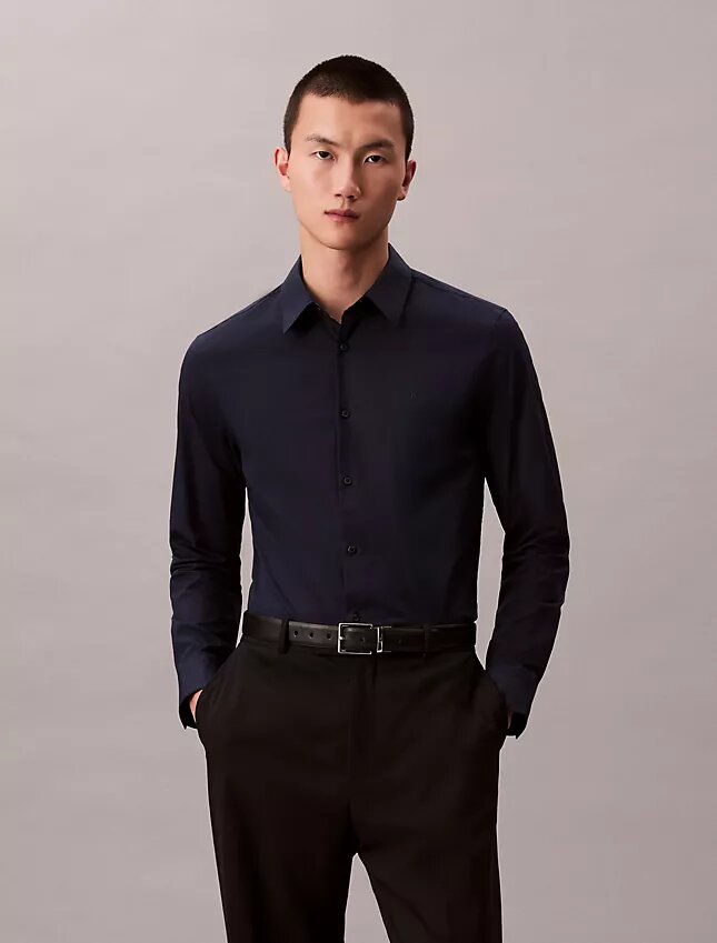 Cotton Stretch Poplin Slim Button-Down Shirt Cotton Stretch Poplin Slim Button-Down Shirt