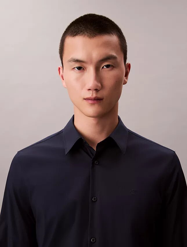 Cotton Stretch Poplin Slim Button-Down Shirt Cotton Stretch Poplin Slim Button-Down Shirt