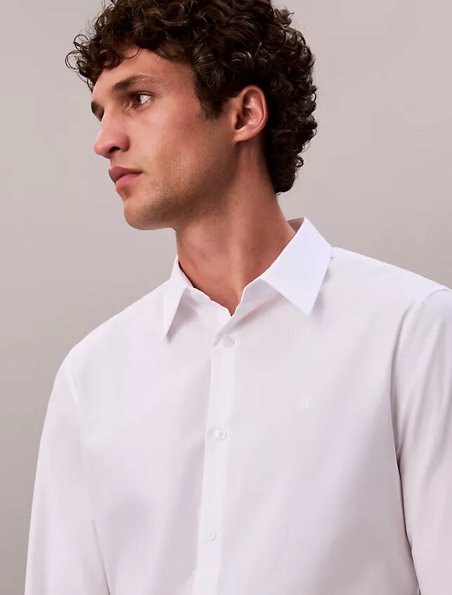 Cotton Stretch Poplin Slim Button-Down Shirt Cotton Stretch Poplin Slim Button-Down Shirt