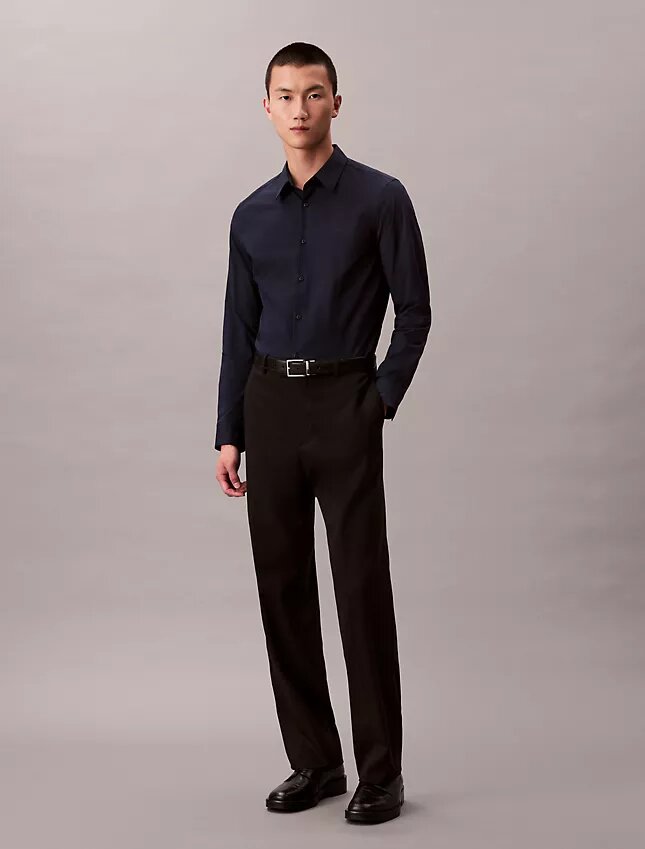 Cotton Stretch Poplin Slim Button-Down Shirt Cotton Stretch Poplin Slim Button-Down Shirt