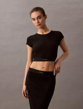 Cotton Stretch Rib Cropped Tee