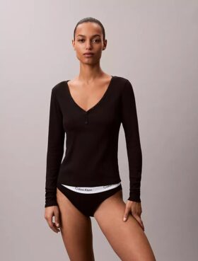 Cotton Stretch Rib Henley T-Shirt
