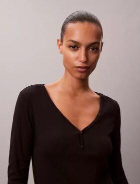 Cotton Stretch Rib Henley T-Shirt