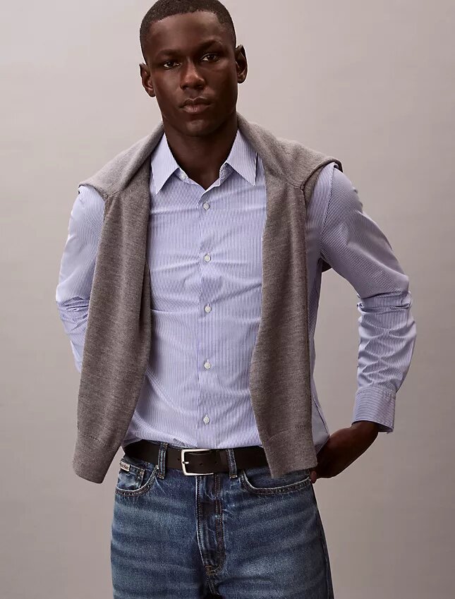 Cotton Stretch Stripe Classic Button-Down Shirt Cotton Stretch Stripe Classic Button-Down Shirt