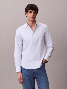 Cotton Stretch Stripe Oxford Classic Button-Down Shirt
