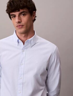 Cotton Stretch Stripe Oxford Classic Button-Down Shirt