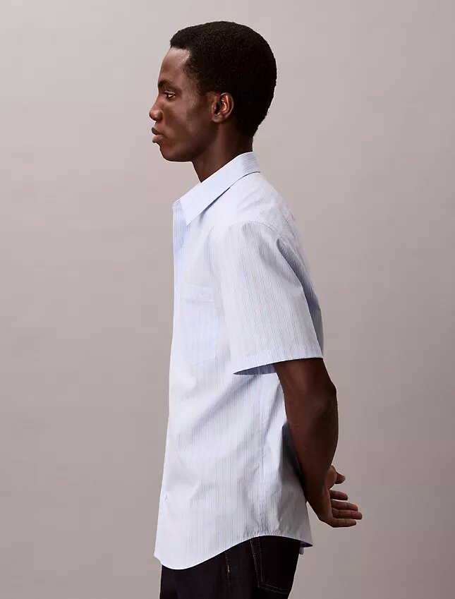 Cotton Stretch Stripe Short Sleeve Button-Down Shirt Cotton Stretch Stripe Short Sleeve Button-Down Shirt