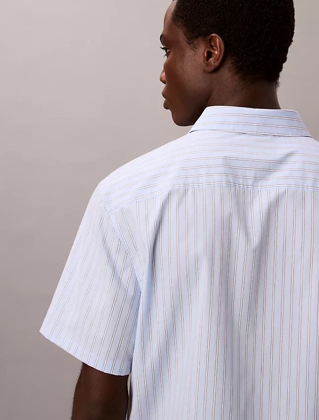 Cotton Stretch Stripe Short Sleeve Button-Down Shirt Cotton Stretch Stripe Short Sleeve Button-Down Shirt