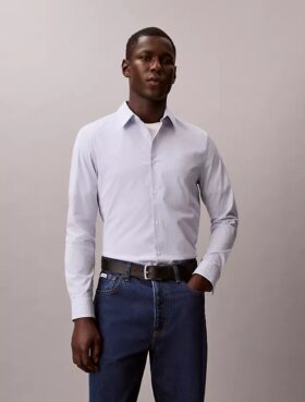Cotton Stretch Stripe Slim Button-Down Shirt