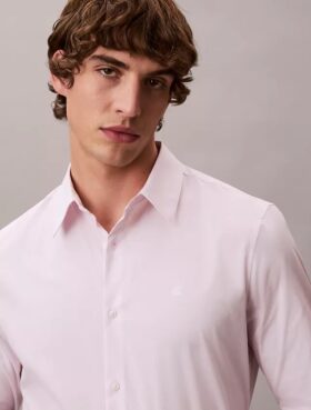 Cotton Stretch Stripe Slim Button-Down Shirt