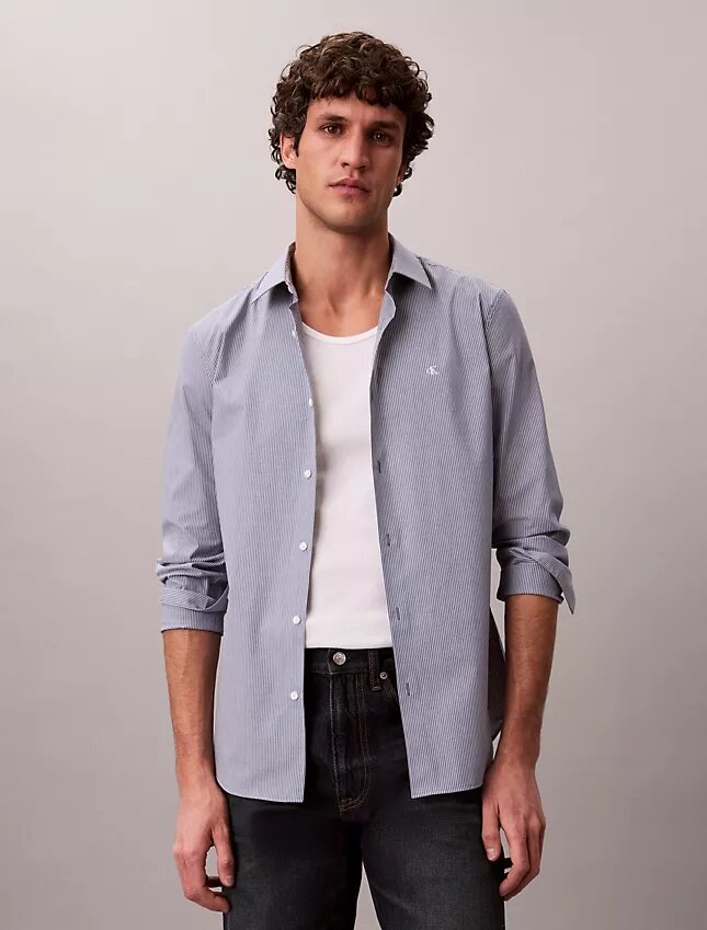 Cotton Stretch Stripe Slim Button-Down Shirt Cotton Stretch Stripe Slim Button-Down Shirt