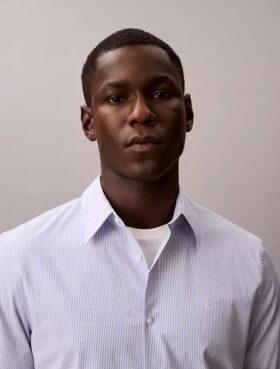 Cotton Stretch Stripe Slim Button-Down Shirt