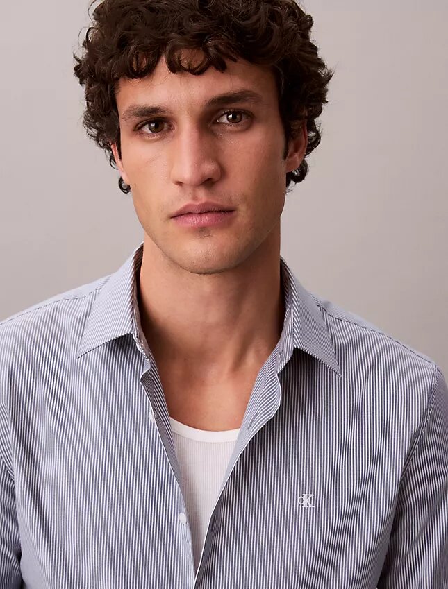 Cotton Stretch Stripe Slim Button-Down Shirt Cotton Stretch Stripe Slim Button-Down Shirt