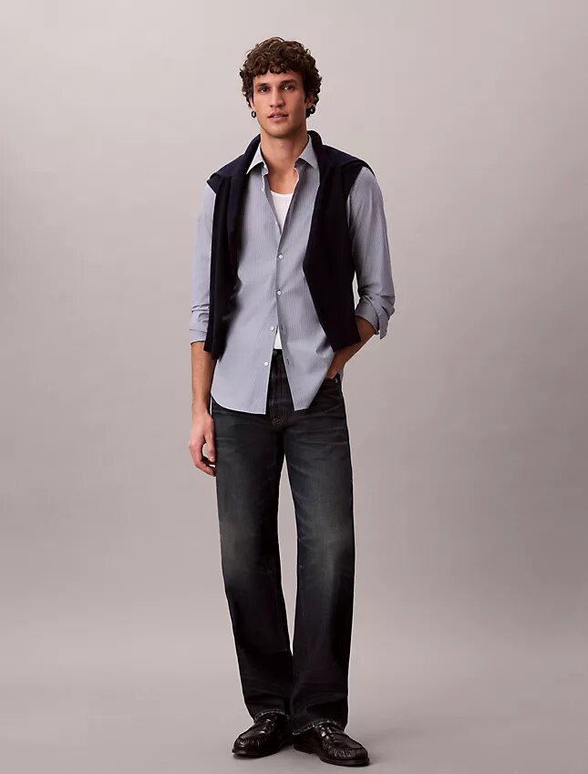 Cotton Stretch Stripe Slim Button-Down Shirt Cotton Stretch Stripe Slim Button-Down Shirt