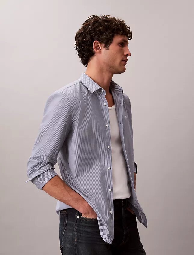 Cotton Stretch Stripe Slim Button-Down Shirt Cotton Stretch Stripe Slim Button-Down Shirt