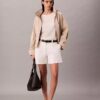 Cotton Stretch Twill Pleated Bermuda Shorts