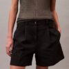 Cotton Stretch Twill Pleated Bermuda Shorts