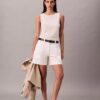 Cotton Stretch Twill Pleated Bermuda Shorts