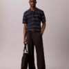 Cotton Stripe Sweater Polo Shirt