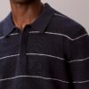 Cotton Stripe Sweater Polo Shirt