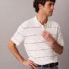 Cotton Stripe Sweater Polo Shirt