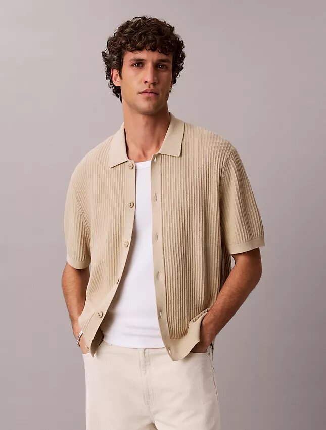 Cotton Sweater Button-Down Shirt Cotton Sweater Button-Down Shirt