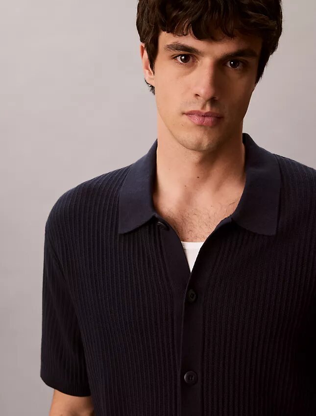 Cotton Sweater Button-Down Shirt Cotton Sweater Button-Down Shirt