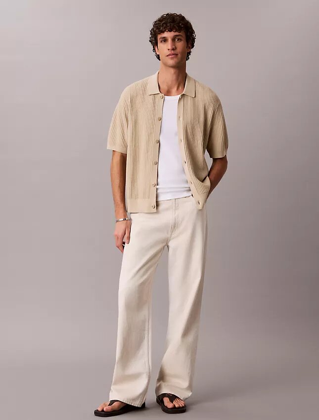Cotton Sweater Button-Down Shirt Cotton Sweater Button-Down Shirt