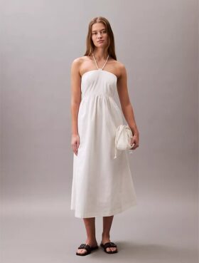 Cotton Twill Halter Midi Dress Cotton Twill Halter Midi Dress