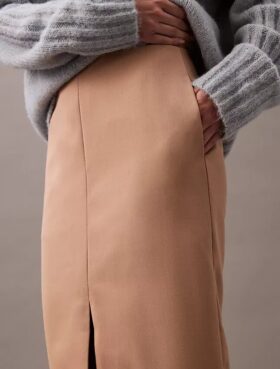 Crepe Midi Pencil Skirt