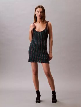 Crochet Beaded Tank Mini Dress Crochet Beaded Tank Mini Dress