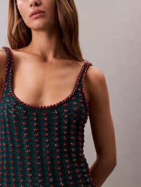 Crochet Beaded Tank Mini Dress Crochet Beaded Tank Mini Dress