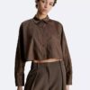 Cropped Dolman Relaxed Button-Down Shirt Cropped Dolman Relaxed Button-Down Shirt