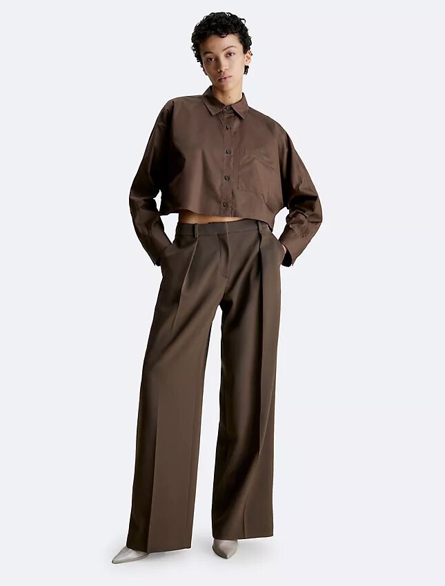 Cropped Dolman Relaxed Button-Down Shirt Cropped Dolman Relaxed Button-Down Shirt