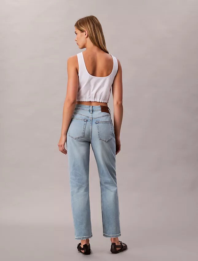 Cropped High Rise Lyocell Blend Straight Jeans Cropped High Rise Lyocell Blend Straight Jeans
