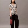 Crushed Satin Print Blouse Crushed Satin Print Blouse