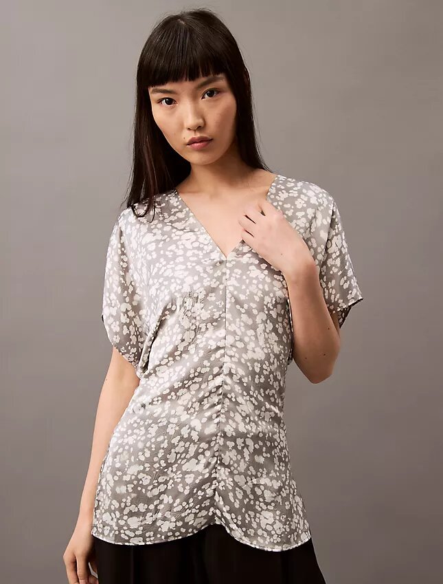 Crushed Satin Print Blouse Crushed Satin Print Blouse