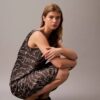 Crushed Satin Print Midi Dress