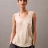 Crushed Satin Print Tank Top